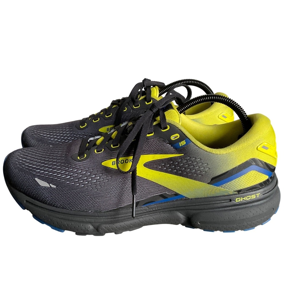 Brooks Ghost 15 Mens 9.5 Running Shoes Black Volt Yellow 1103931D063